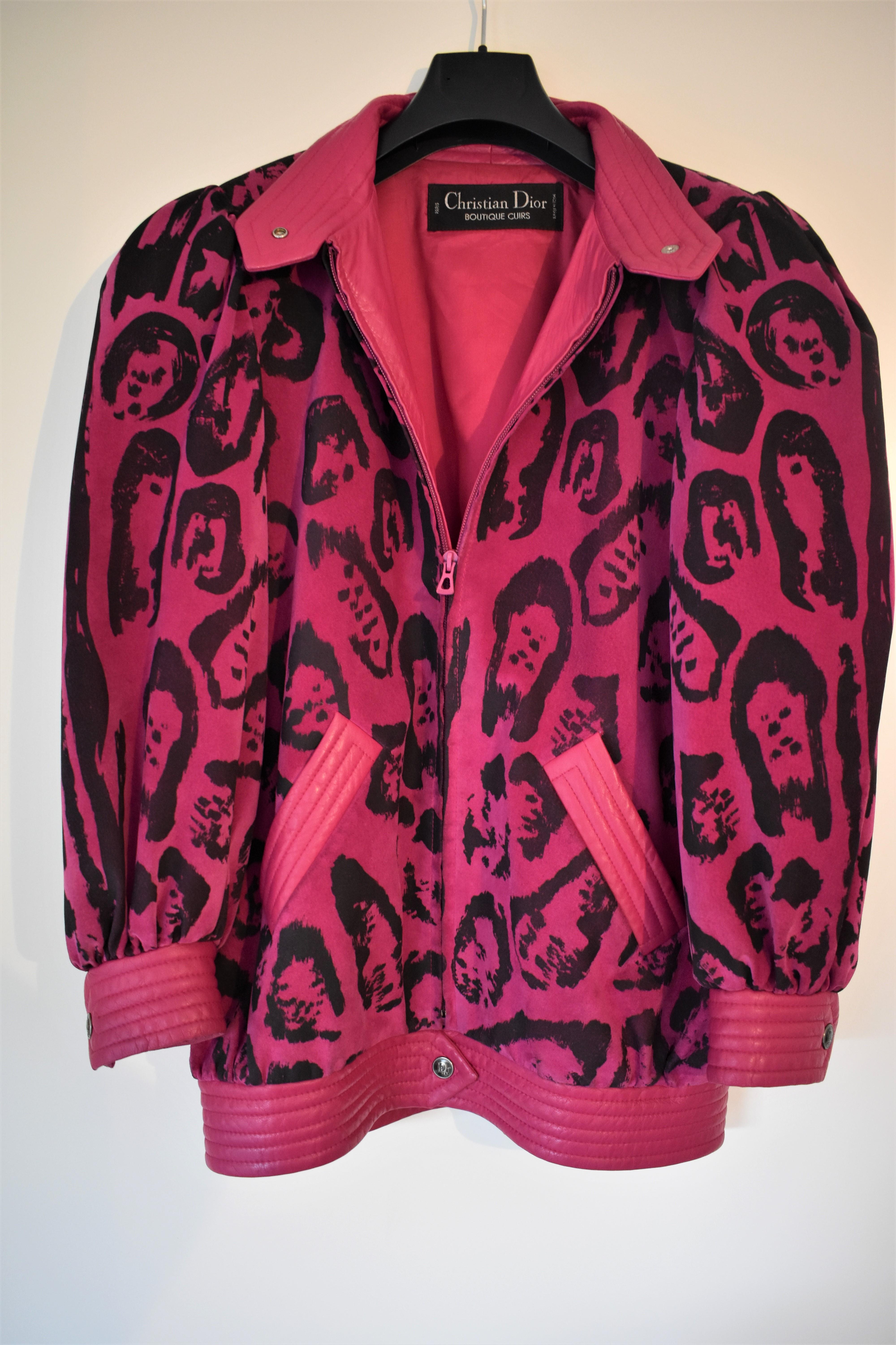 Christian Dior Leather Fuchia Hot Pink 80s Bomber Jacket  4