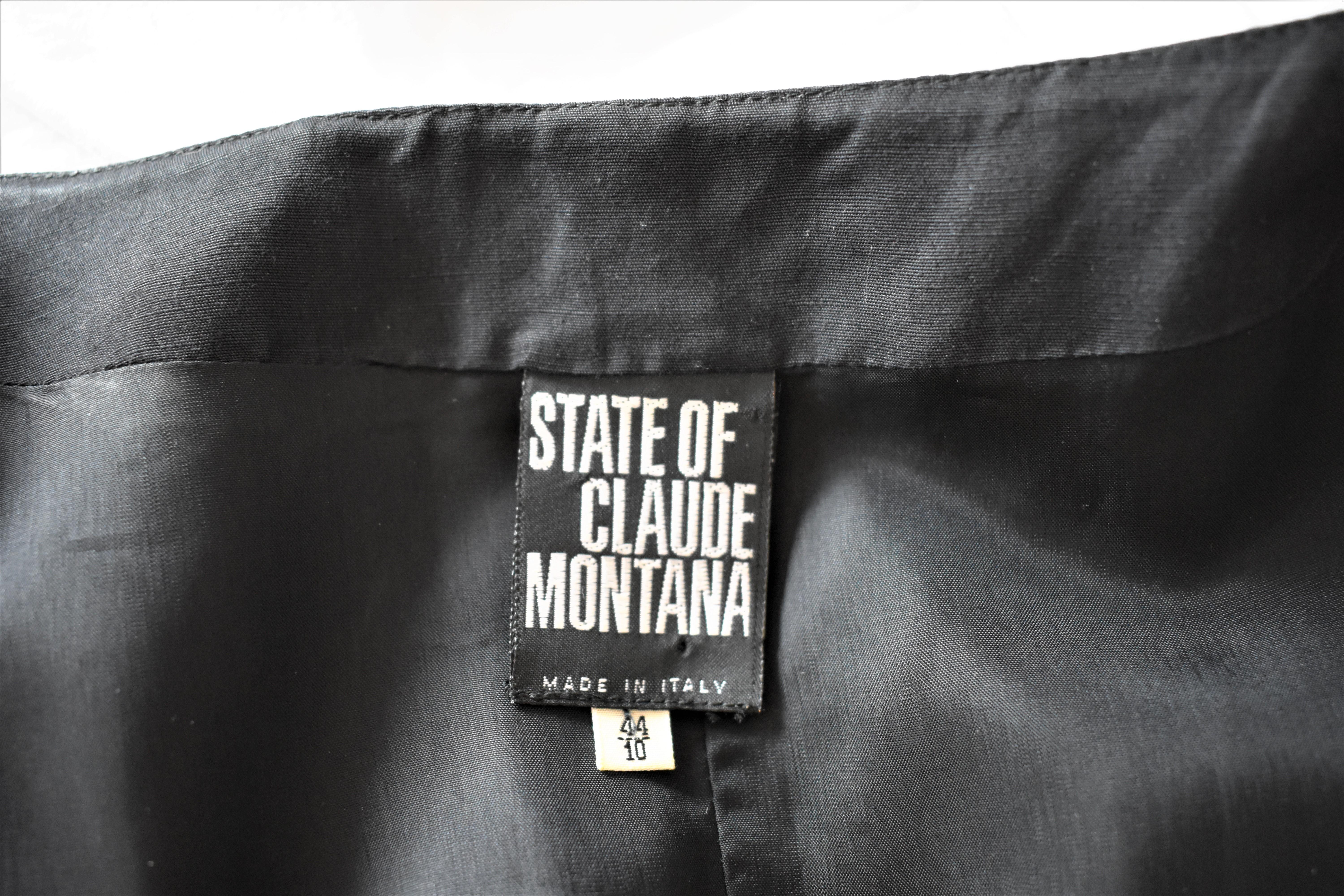 State of Claude Montana Vintage Black Dress 1990's For Sale 7