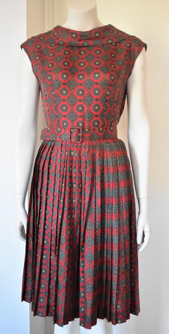 Vintage Hand-Made Pleated Paisley Dress, Circa 1960