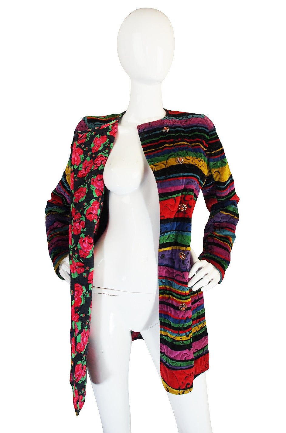 Early 1980s Ungaro Multi Color Velvet Jacket In Excellent Condition In Rockwood, ON