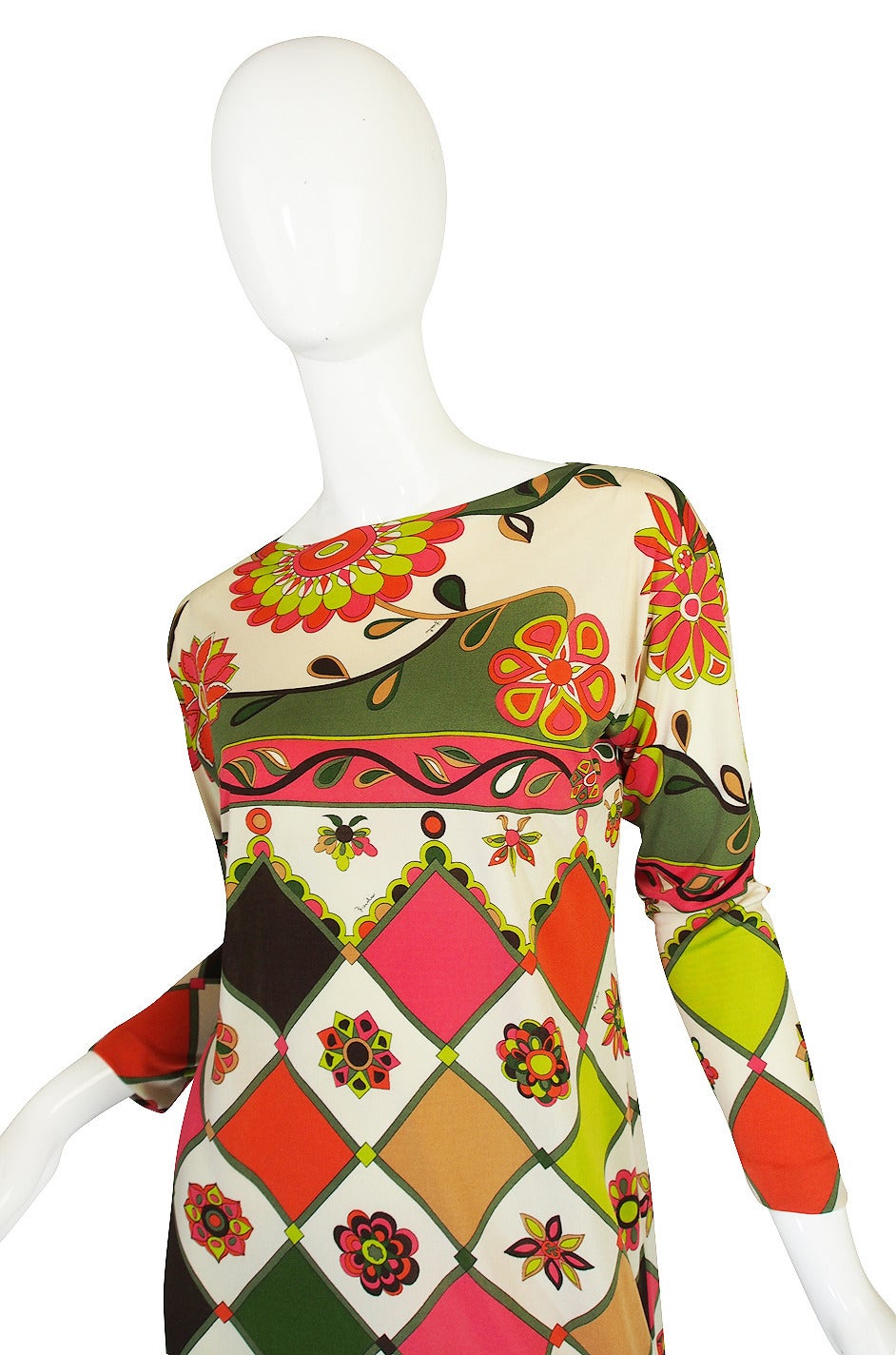 Women's 1960s Geometric & Floral Emilio Pucci Shift Dress For Sale