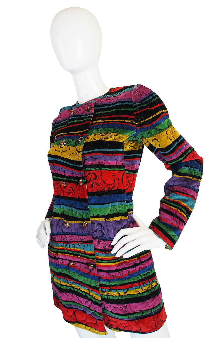 Women's Early 1980s Ungaro Multi Color Velvet Jacket