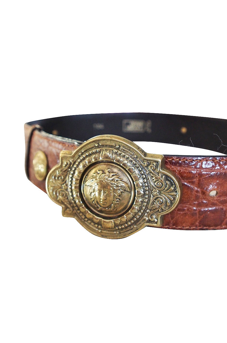 1990s Versace Couture Alligator Medusa Belt In Excellent Condition For Sale In Rockwood, ON