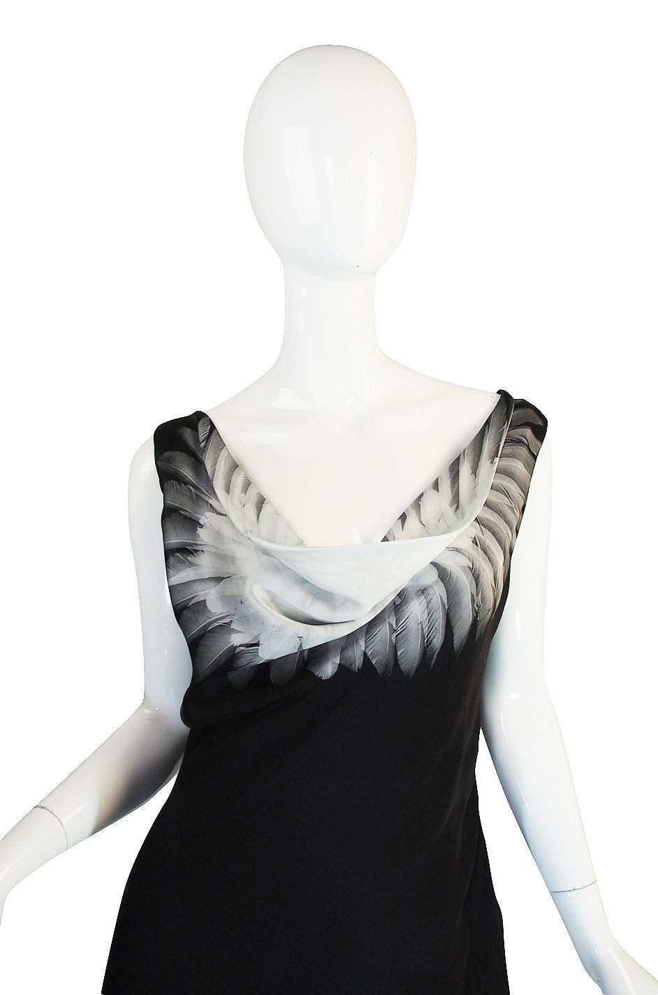 S/S 2009 Alexander McQueen Feather Print Silk Dress In Excellent Condition In Rockwood, ON