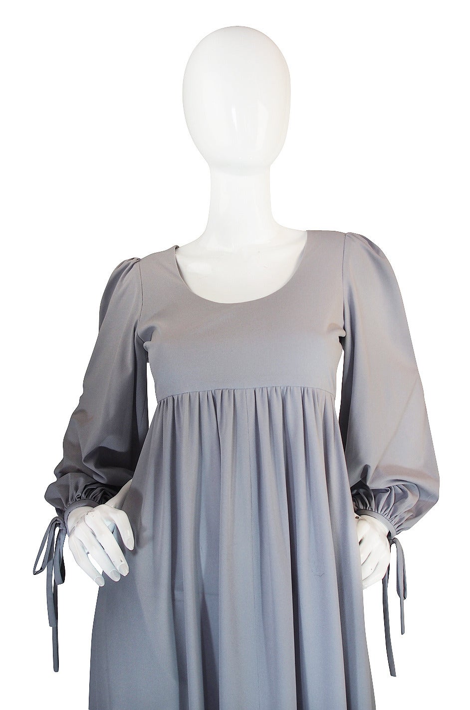 Women's 1960s Pretty Grey Blue Gina Fratini Maxi Dress