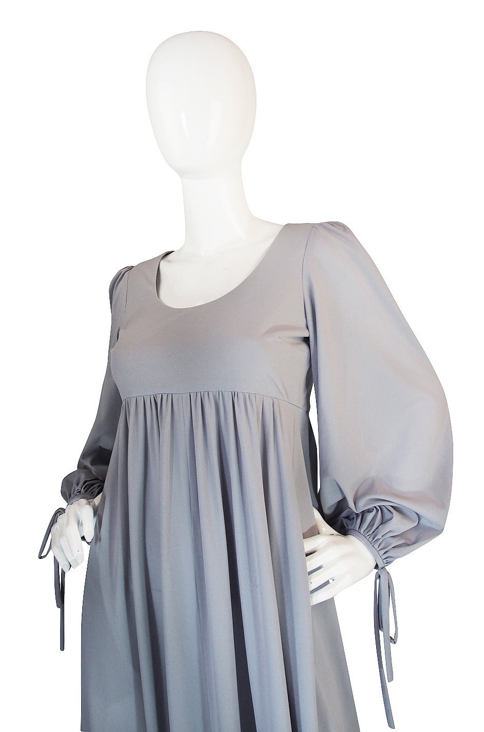 1960s Pretty Grey Blue Gina Fratini Maxi Dress 1