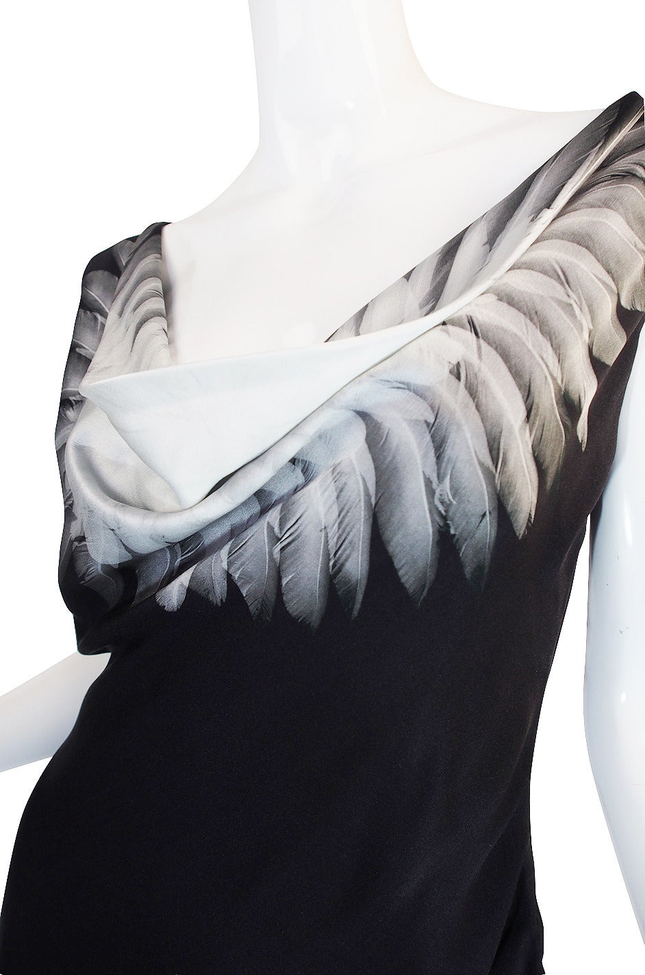 S/S 2009 Alexander McQueen Feather Print Silk Dress 2