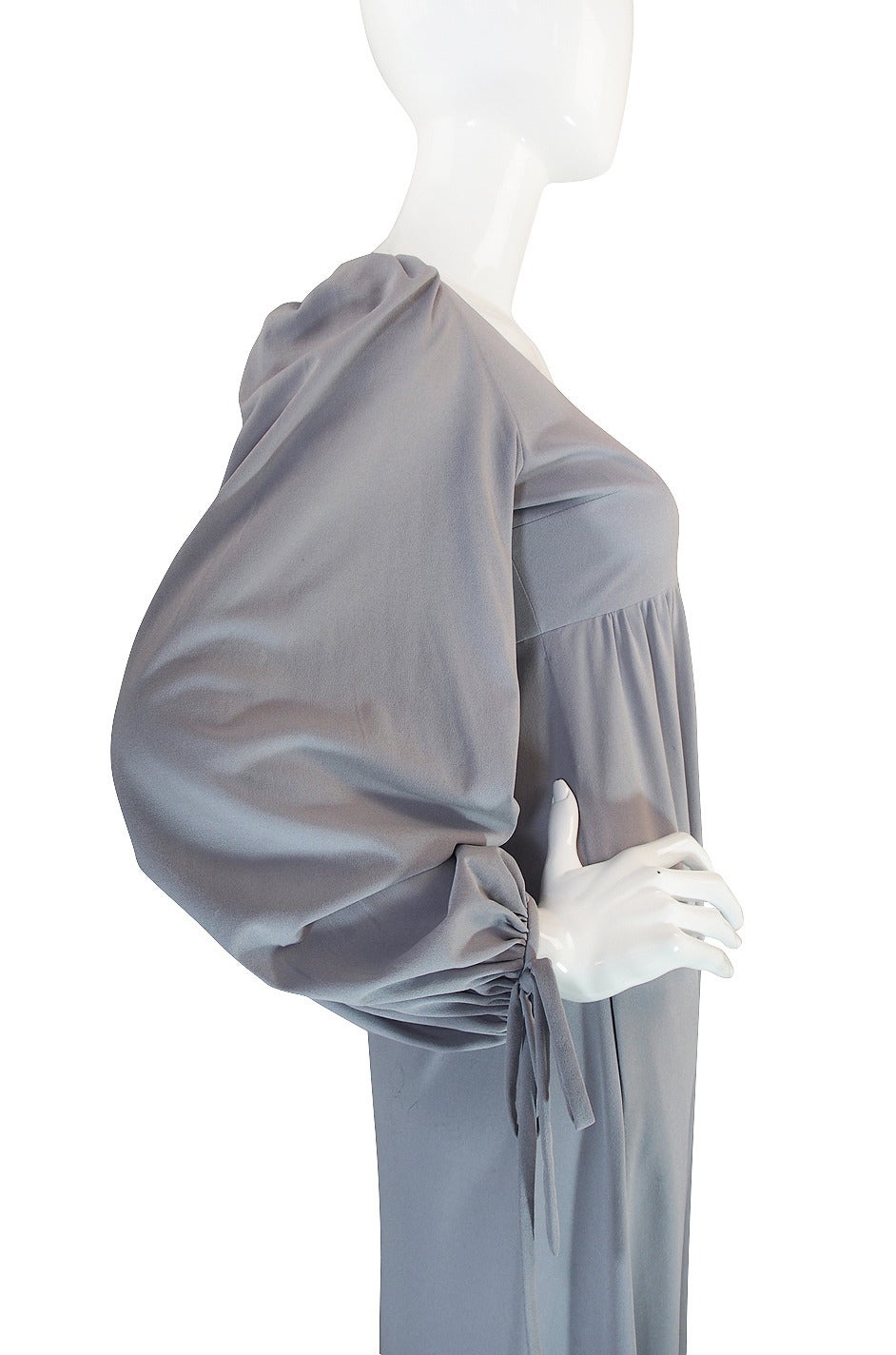 1960s Pretty Grey Blue Gina Fratini Maxi Dress 2