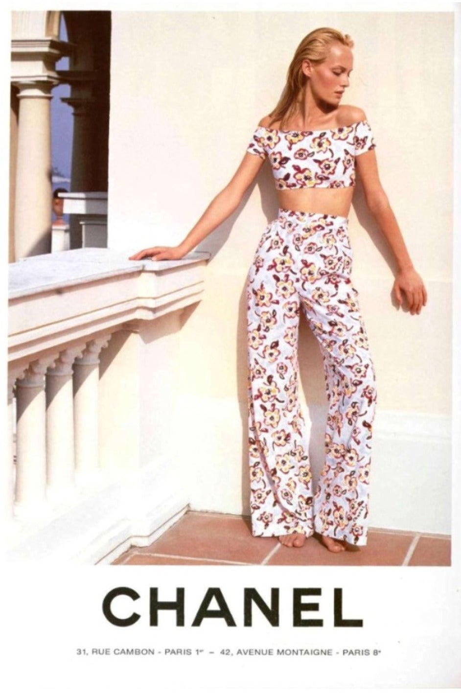 Resort 1996 Chanel Ad Campaign Silk Logo Pant & Top Set 4