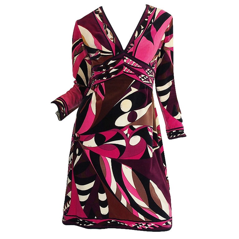 1960s Rich Hued Pucci Velvet Shift Dress For Sale