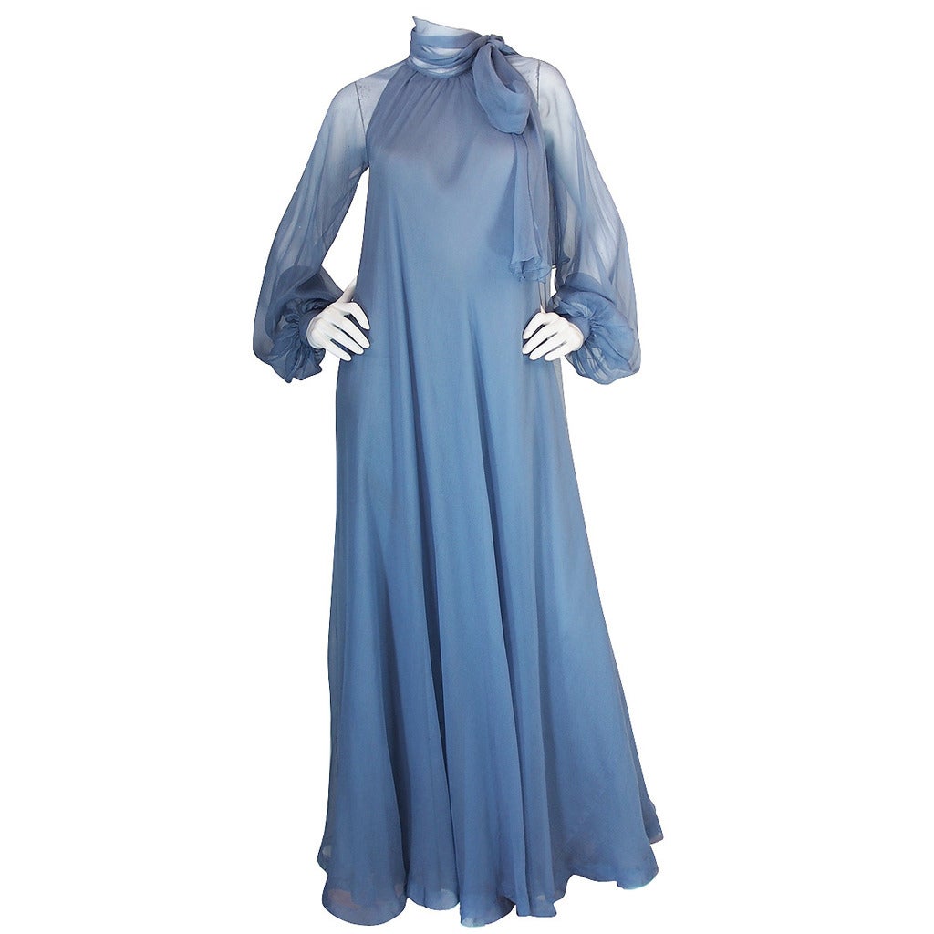 Documented 1973 Haute Couture Yves Saint Laurent Silk Gown at 1stDibs