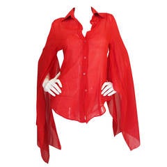 1990s Red Amazing Kimono Sleeved Gucci Top