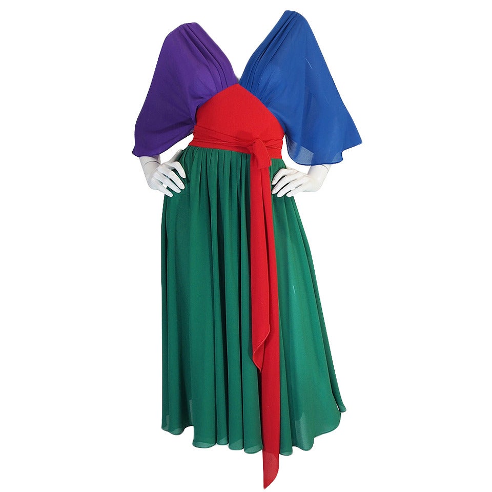 1970s Giorgio Sant 'Angelo Wrap Color Block Dress