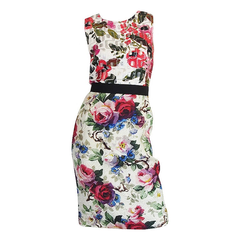 Recent Dolce & Gabbana Fitted Floral & Metallic Dress For Sale