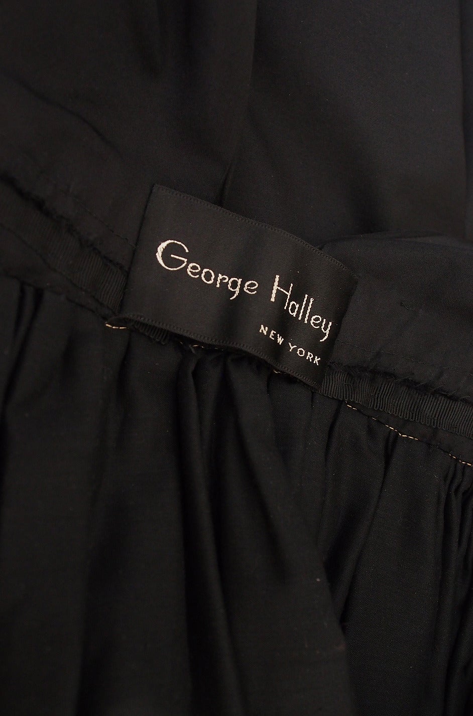 c1967 Plunging Black Silk George Halley Gown 6
