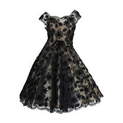 1950s Mildred Davis Lloyd Owned I. Magnin Lace Dress