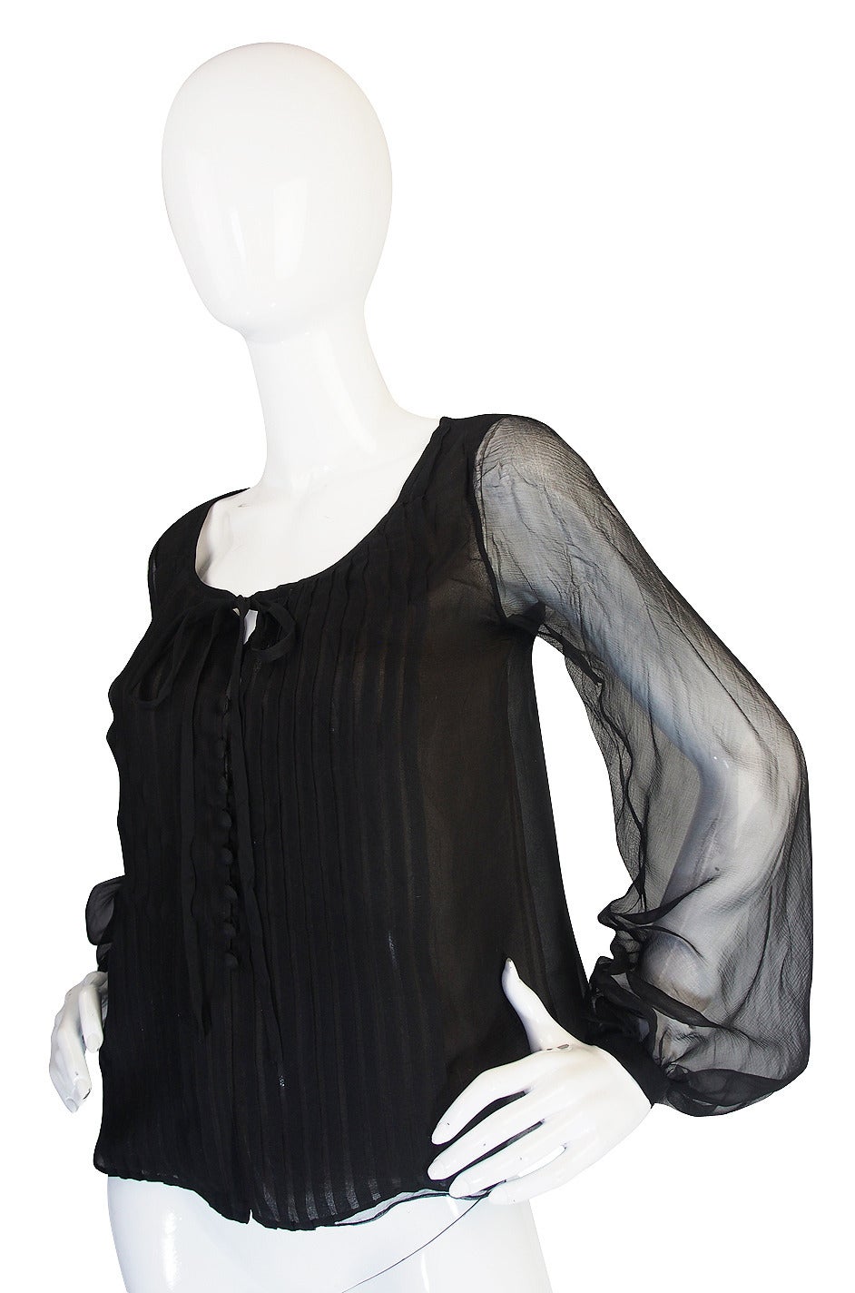 1976 Yves Saint Laurent Haute Couture Silk Chiffon Top In Excellent Condition In Rockwood, ON