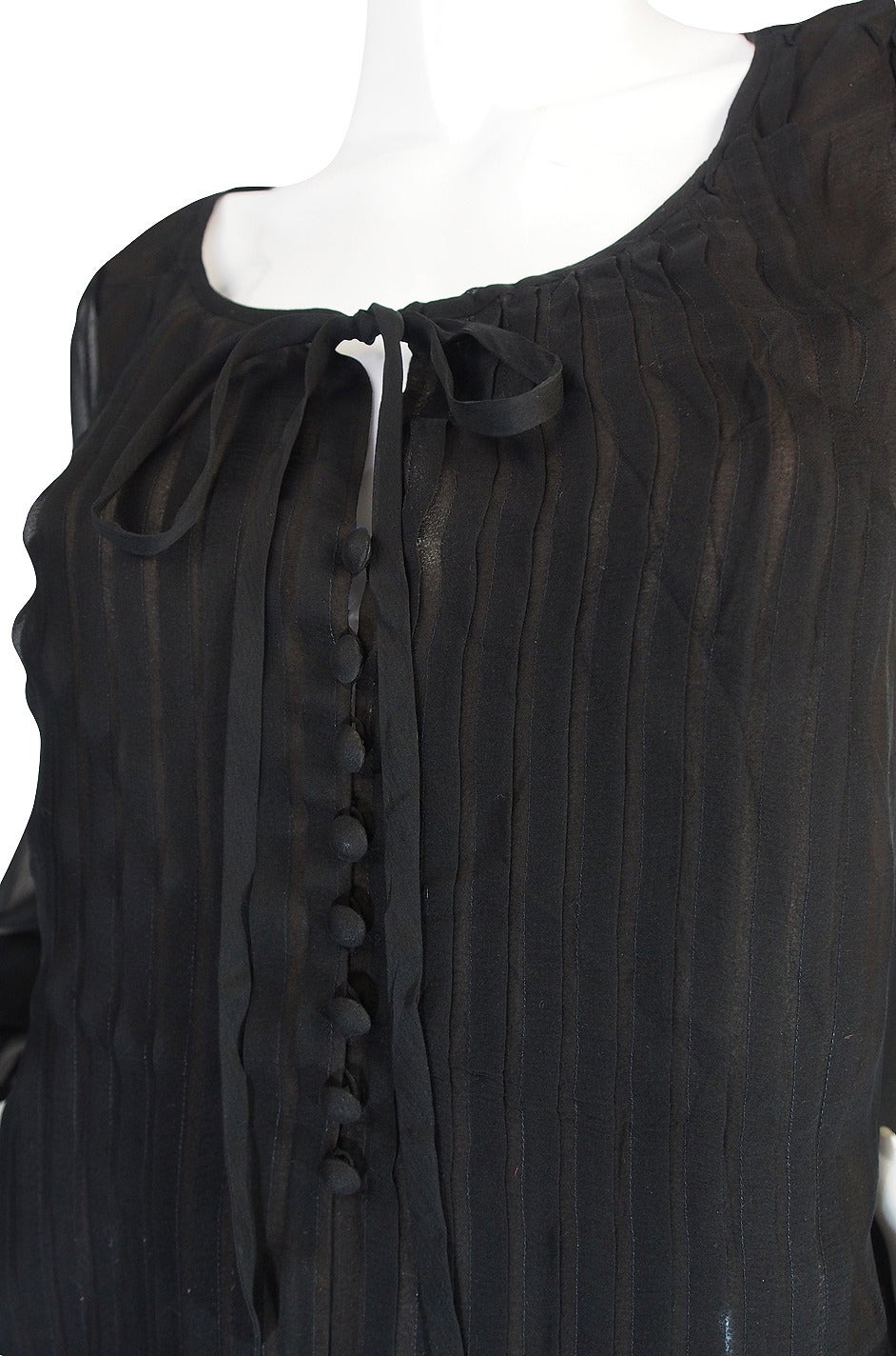1976 Yves Saint Laurent Haute Couture Silk Chiffon Top 1