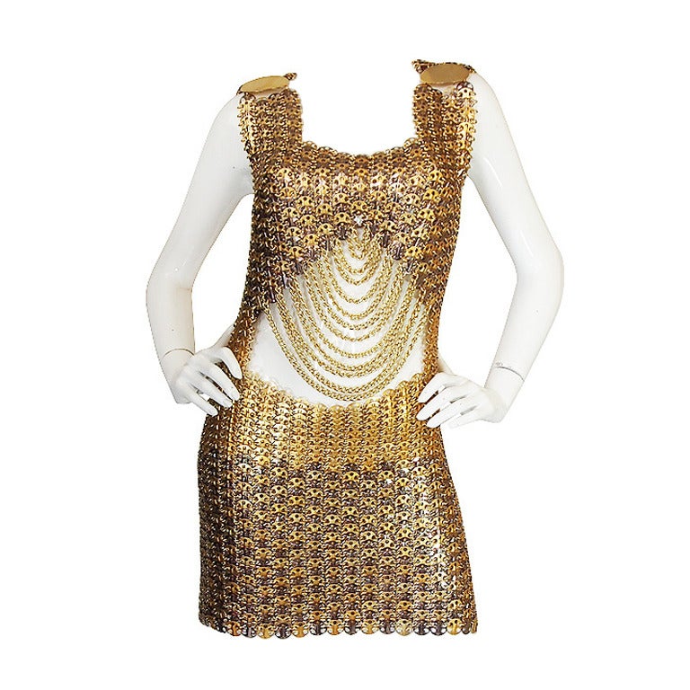 Important & Rare 1968 Paco Rabanne Metal Disc Dress For Sale