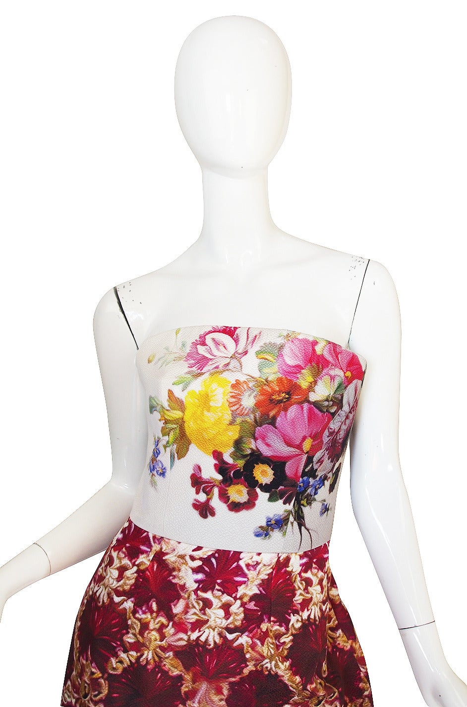 Fall 2011 Mary Katranzou Strapless Print Dress In Excellent Condition For Sale In Rockwood, ON