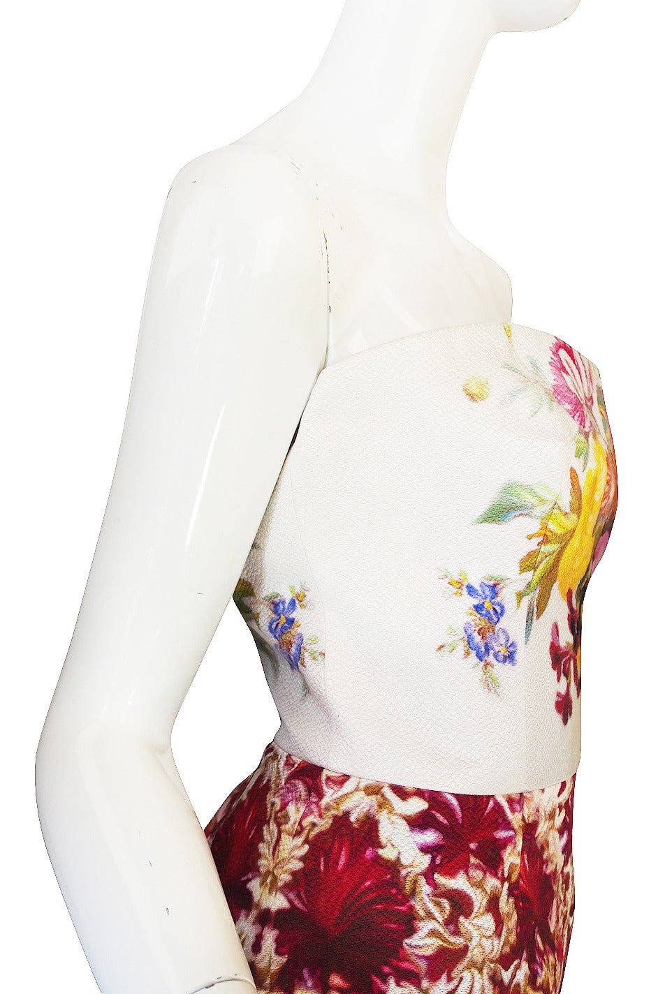 Fall 2011 Mary Katranzou Strapless Print Dress For Sale 1