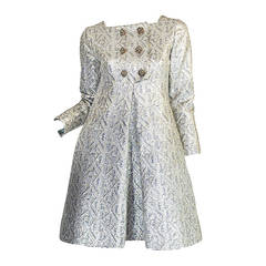 Used 1960s Malcolm Starr Silver Metallic Brocade Dress
