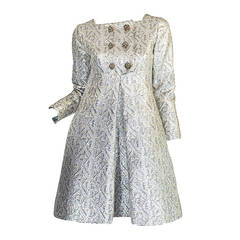 Vintage 1960s Malcolm Starr Silver Metallic Brocade Dress