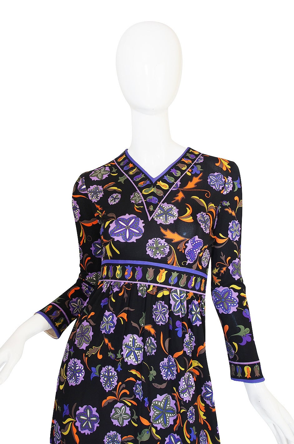 1960s Black Print Silk Jersey Emilio Pucci Dress In Excellent Condition For Sale In Rockwood, ON