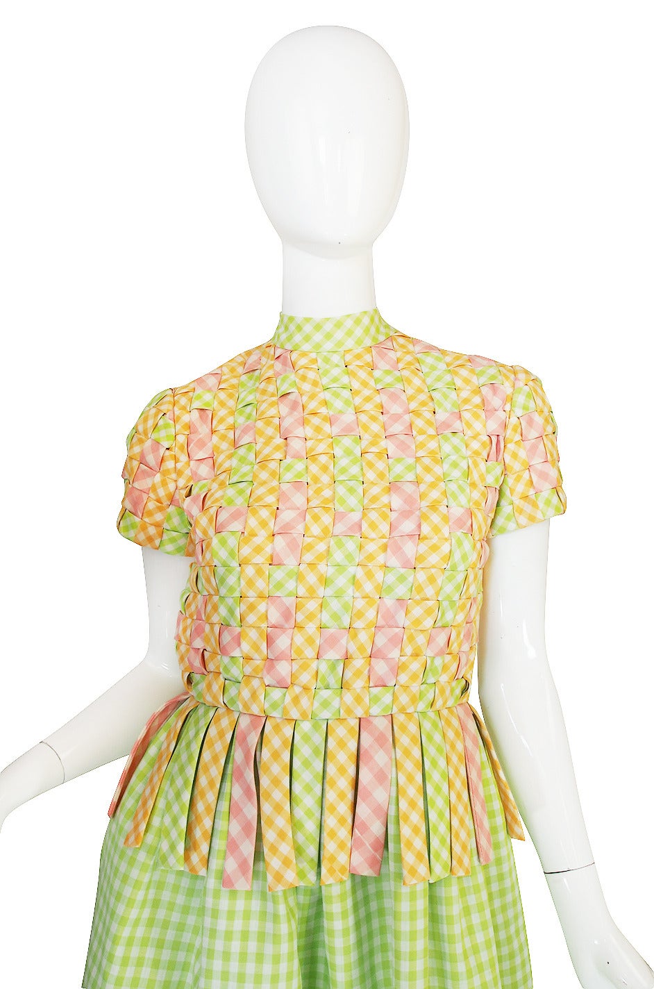 1960s Woven Front Gingham Donald Brooks Dress In Excellent Condition For Sale In Rockwood, ON