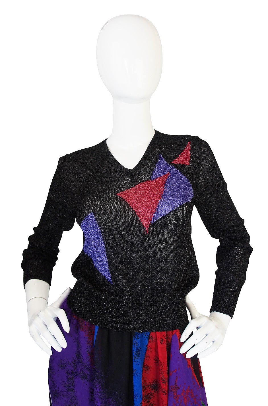 Women's Incredible 1970s Hanae Mori Silk Chiffon Skirt & Knit Top