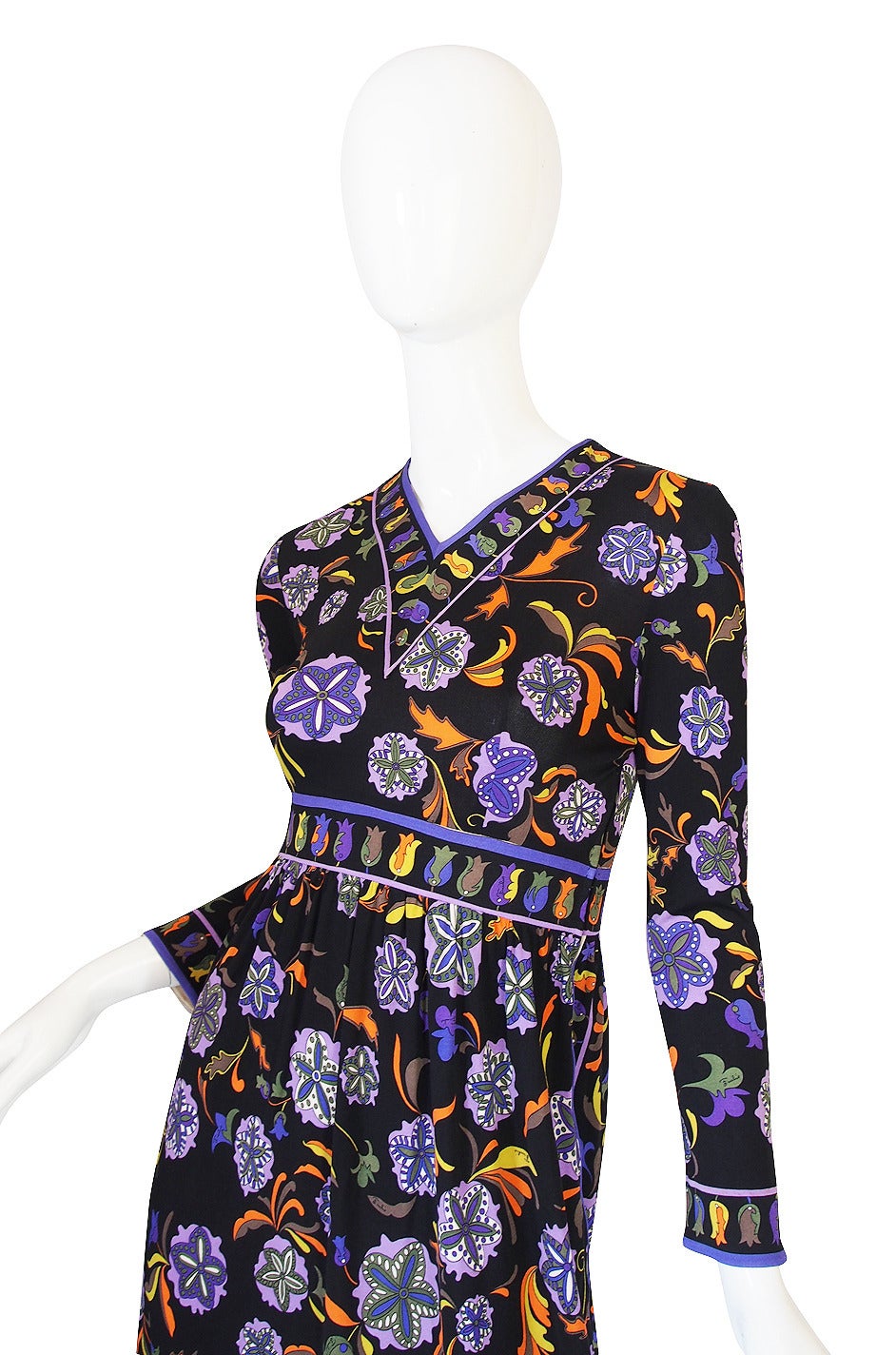 Women's 1960s Black Print Silk Jersey Emilio Pucci Dress For Sale