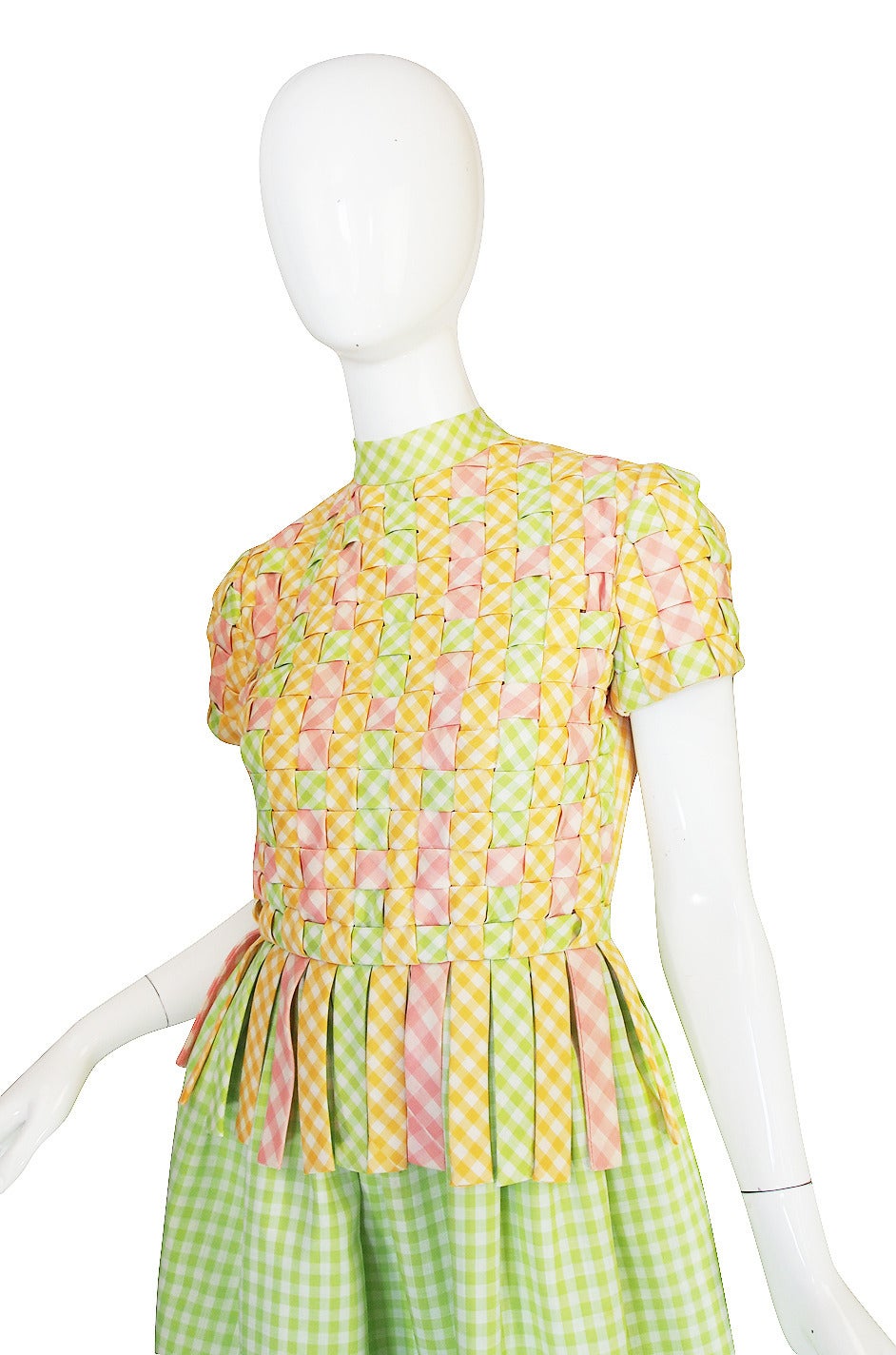 Women's 1960s Woven Front Gingham Donald Brooks Dress For Sale