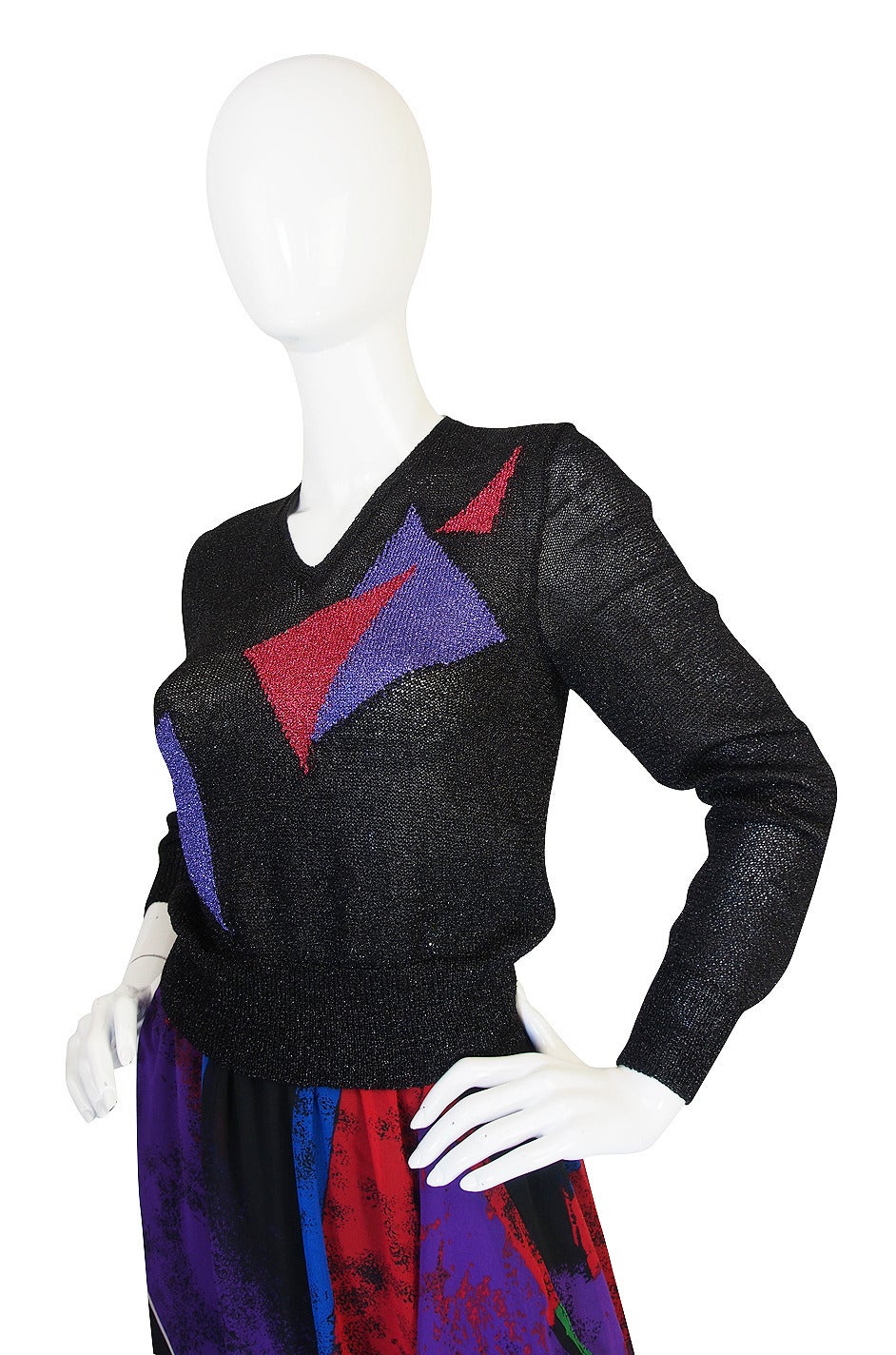 Incredible 1970s Hanae Mori Silk Chiffon Skirt & Knit Top 1
