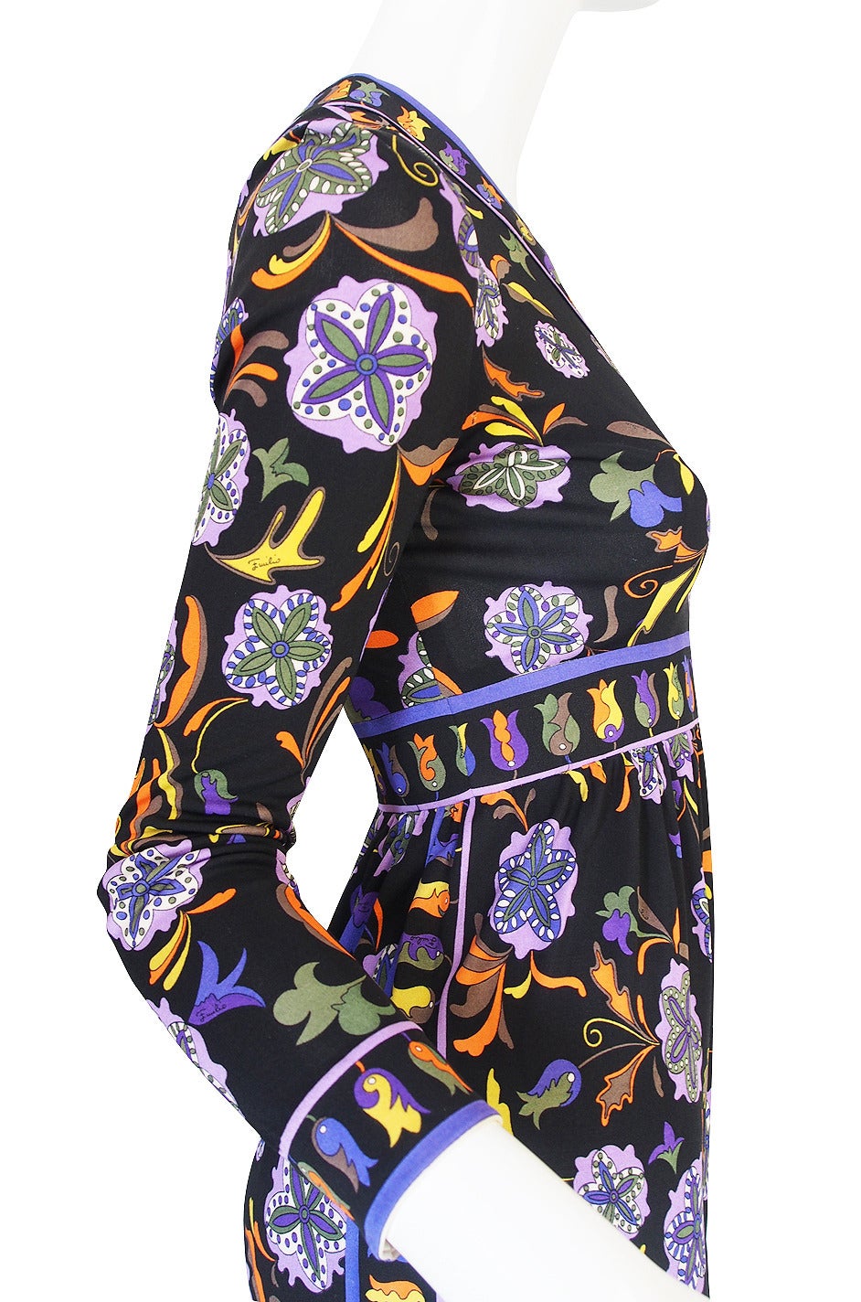 1960s Black Print Silk Jersey Emilio Pucci Dress For Sale 1