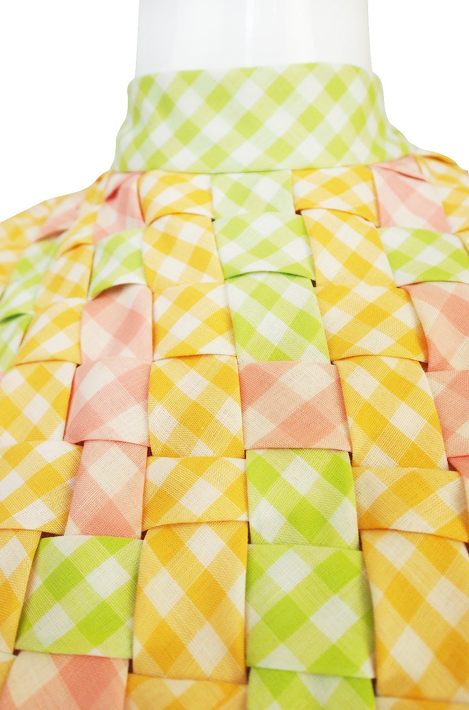 1960s Woven Front Gingham Donald Brooks Dress For Sale 3