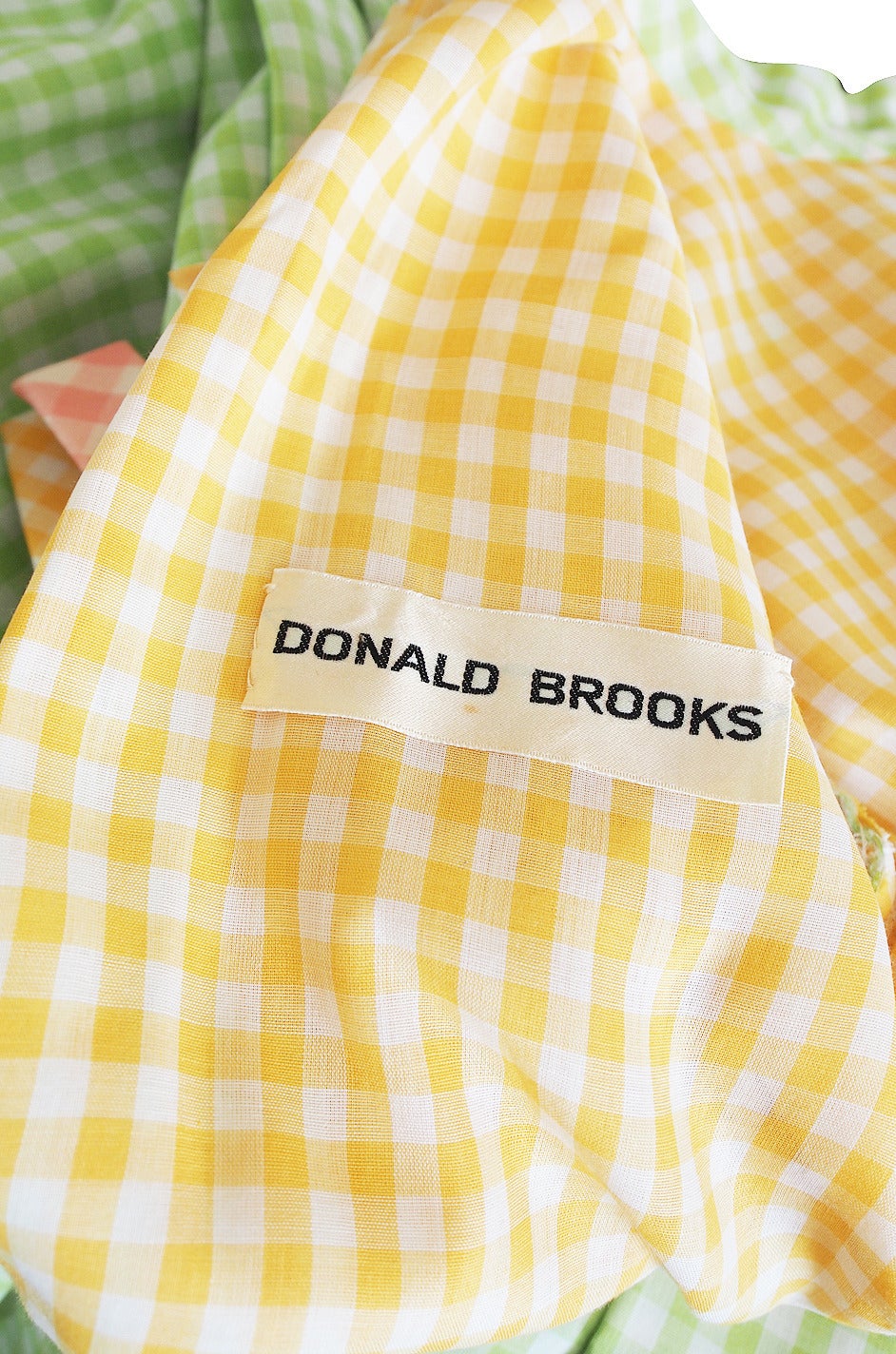 1960s Woven Front Gingham Donald Brooks Dress For Sale 4