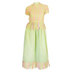 1960s Woven Front Gingham Donald Brooks Dress