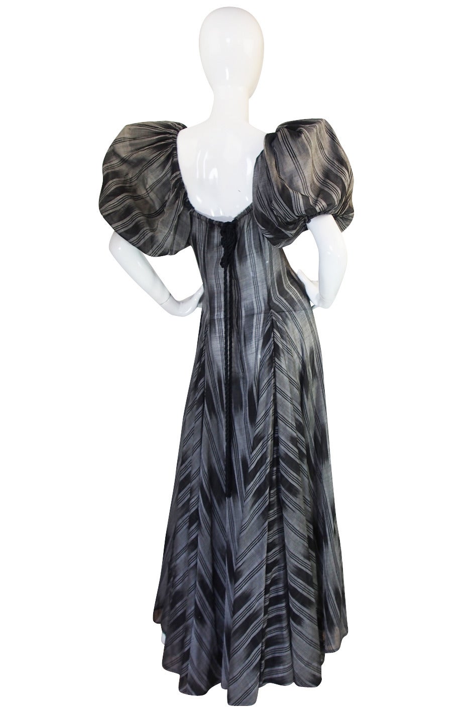 Gray 1970s Yves Saint Laurent Silk Dress with Exceptional Lines