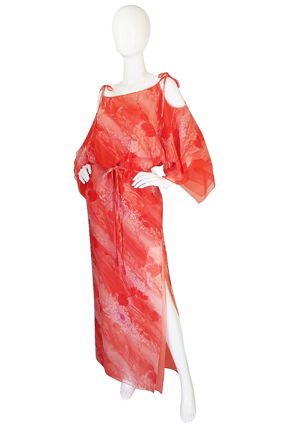 Women's 1970s Layered Silk Chiffon Travilla Maxi Dress