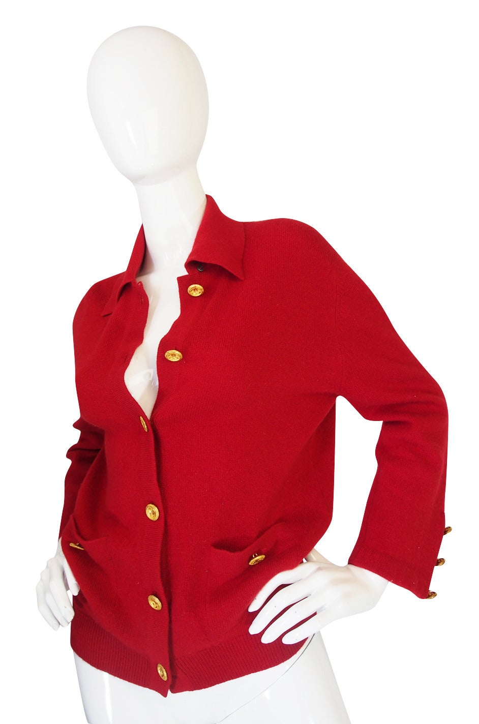 1990s Red Chanel Cashmere Classic Cardigan main image 1