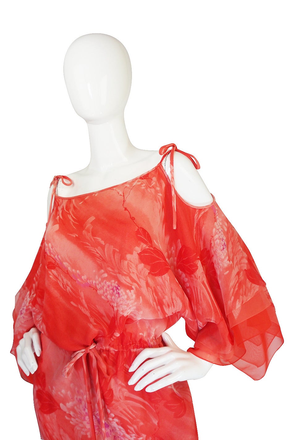 1970s Layered Silk Chiffon Travilla Maxi Dress 1