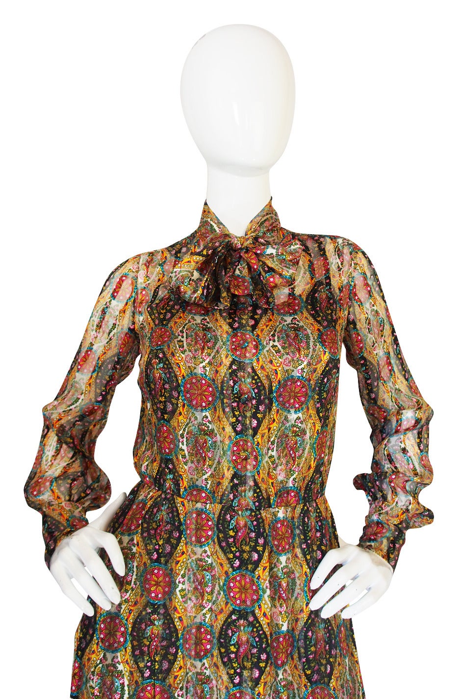 1974 True Haute Couture Chanel Silk Chiffon Dress 1