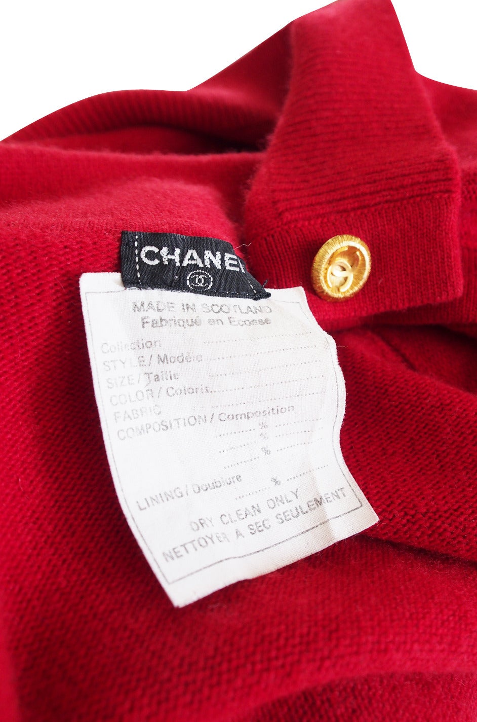 1990s Red Chanel Cashmere Classic Cardigan