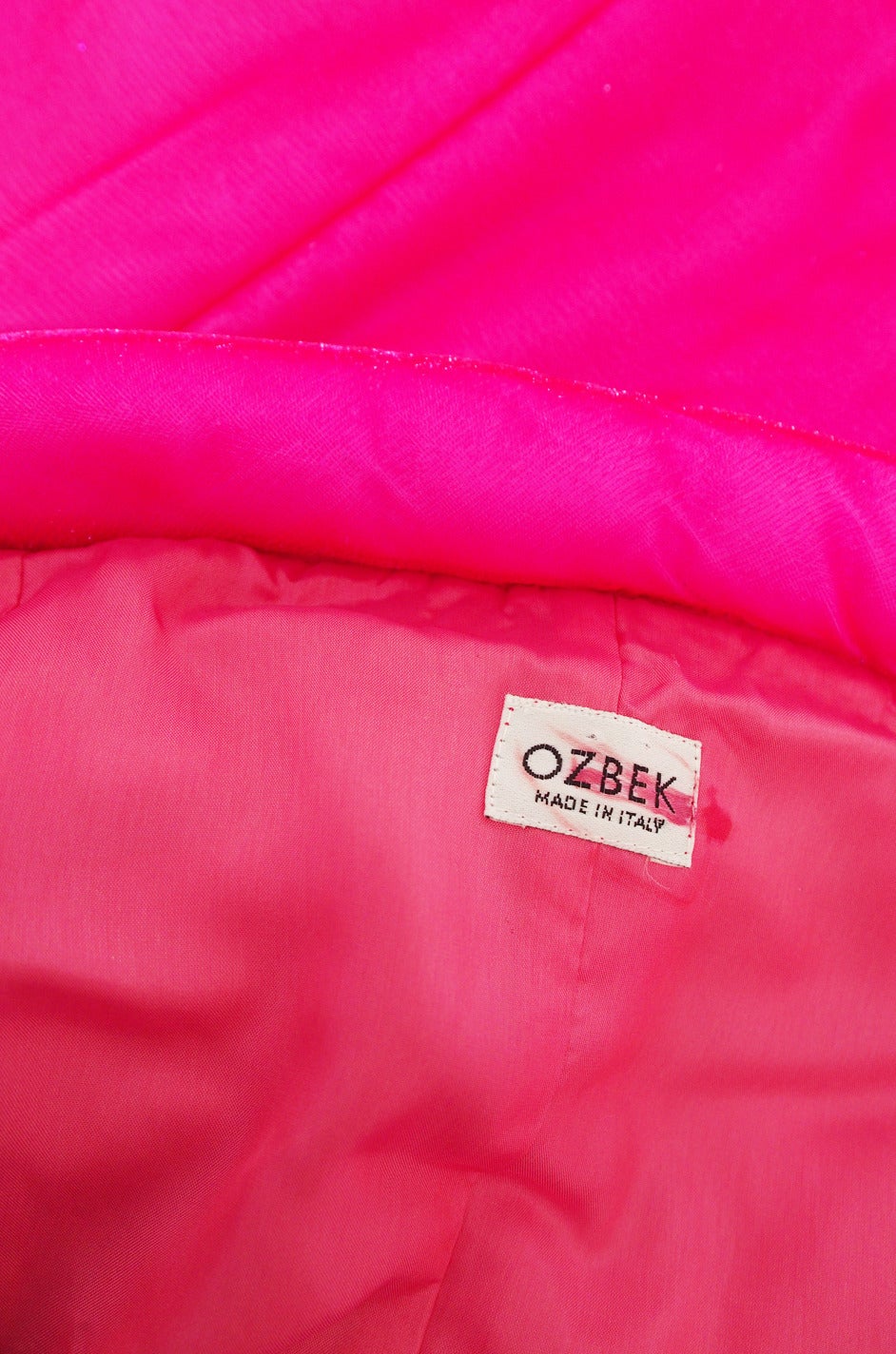 1990s Neon Pink Velvet Padded Rifat Ozbek Dress 5