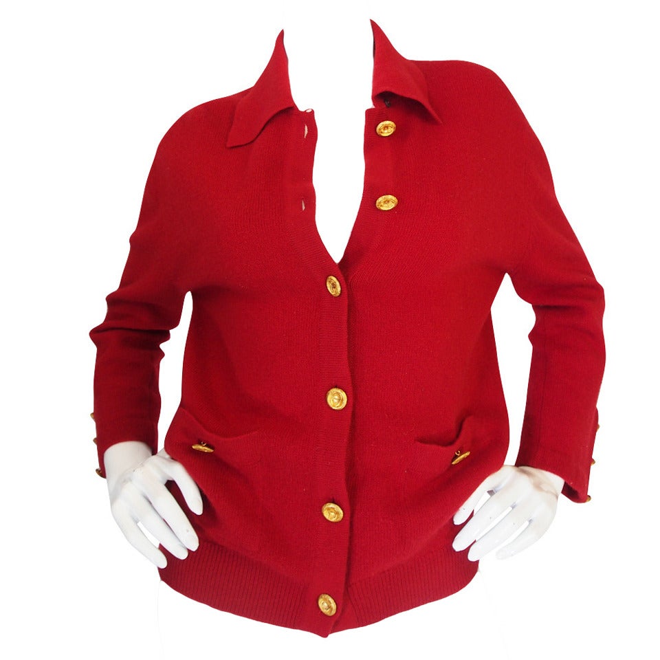 1990s Red Chanel Cashmere Classic Cardigan main image 0