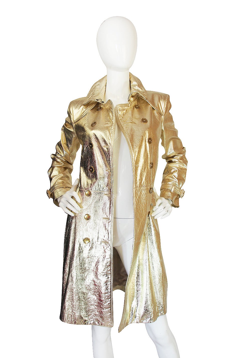 2012 Collection Gold Kid Leather Burberry Trench In Excellent Condition In Rockwood, ON