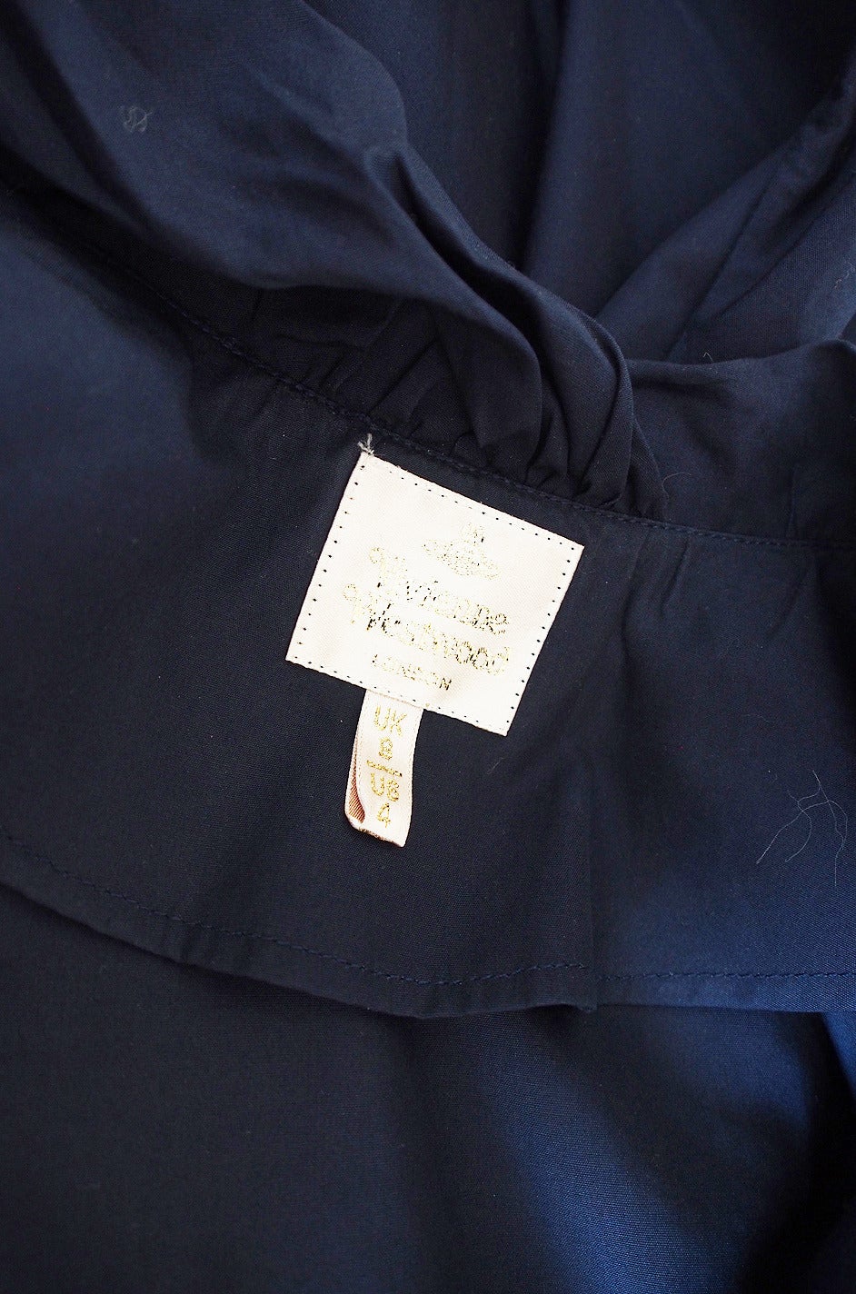 1990s Vivienne Westwood Deep Blue Cotton Wrap Dress 3
