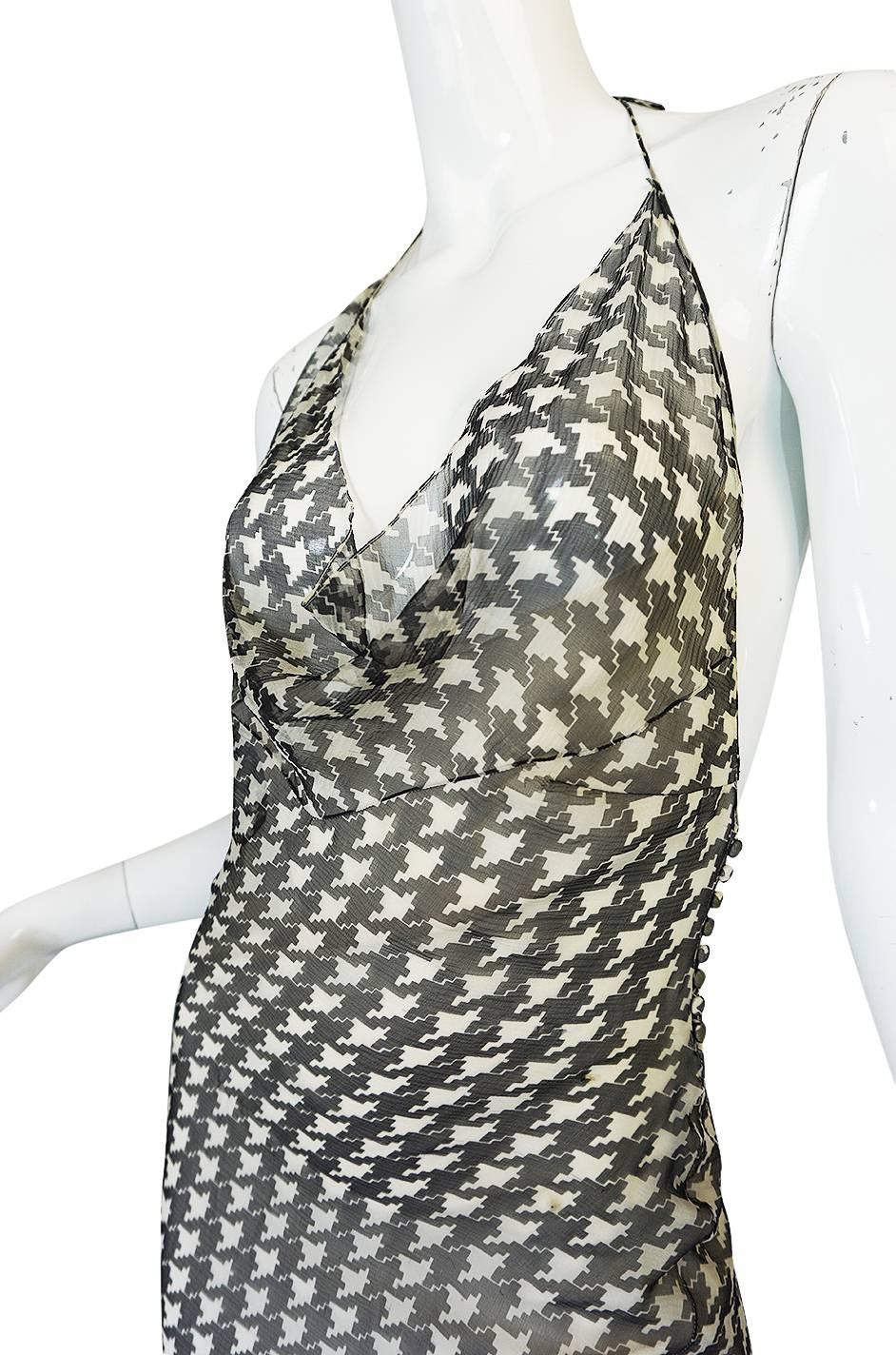 Early 2000s Galliano for Dior Check Silk Chiffon Bias Cut Dress 2