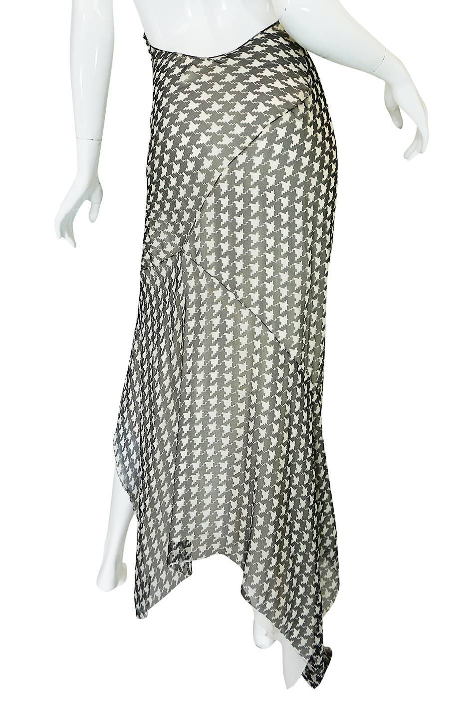 Early 2000s Galliano for Dior Check Silk Chiffon Bias Cut Dress 3