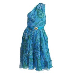 Cruise 2008 Galliano for Christian Dior Blue Silk Dress 9